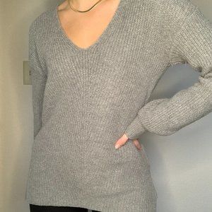 Ribbed Gray BP. Sweater (Nordstrom) | Puff Sleeve/V-Neck | OBO